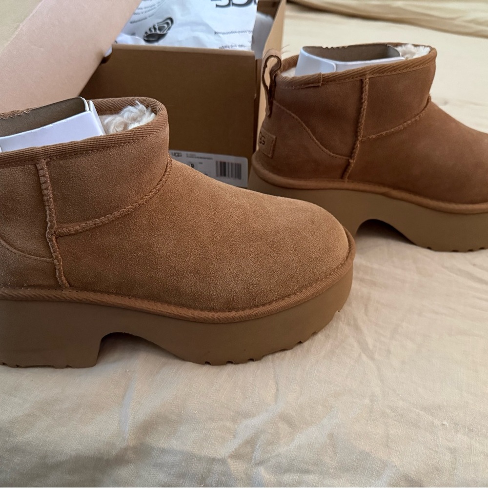 UGG Chestnut Suede Platform Boots